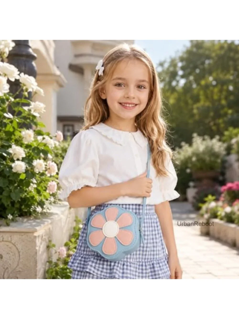 Girls Floral Crossbody Mini Bag Set PU Leather Lightweight Zipper
